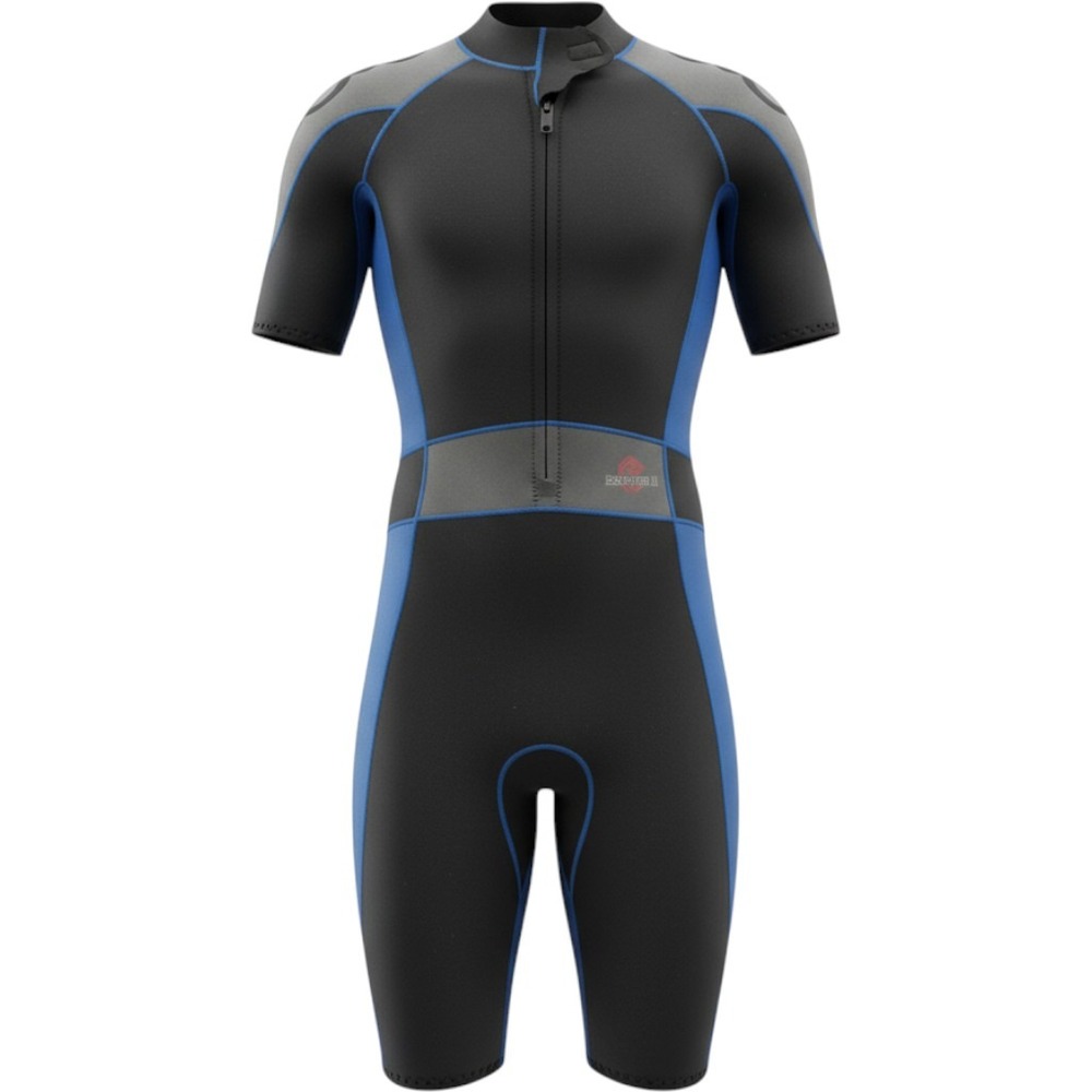 Tilos Titanium Escape II Wetsuit Mens Large 2/2mm Neoprene Shorty Black Blue